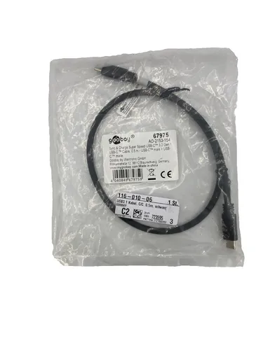 goobay USB-C Kabel Sync & Charge Super Speed 0,5m schwarz 67975