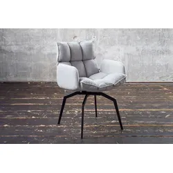 KAWOLA Esszimmerstuhl BARO Drehstuhl mit Armlehnen Stoff grau - Stühle – Eleganter Drehstuhl mit 360° Drehfunktion für optimale Flexibilität und Komfort in Ihrem Esszimmer.