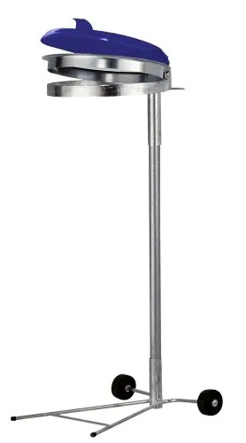 Müllsackständer Abfallsammler fahrbar verzinkt 70-120L Deckel blau