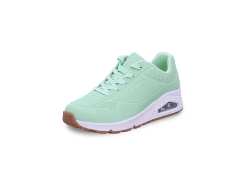 Skechers Damen UNO Stand ON AIR - Mint Durabuck/Mesh, 36 EU - Damen-Sneaker mit flexibler Gummisohle und 2,5 cm verstecktem Absatz für optimalen Komfort und Style.