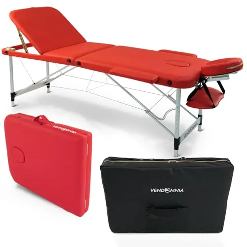 VENDOMNIA Mobile Massageliege - Aluminium mit 3 Zonen höhenverstellbar inkl. hochwertiger Kopfstütze Tasche Armlehnen - Farbwahl Klappbar, Massagetisch Massagebett Massagebank Behandlungsliege