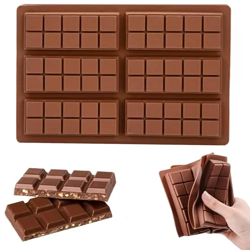 Schokoladenform Silikon 6 Tafeln Tief Schokoladentafel Silikonform für DIY Schokolade Praline Süßigkeiten Antihaftbeschichtung Silicone Baking Form- BPA-frei
