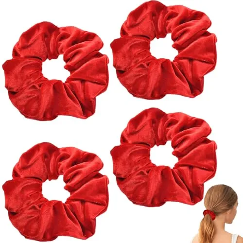Stück Haargummi,Haargummis Rot,Scrunchies Haargummi Samt Groß,Haargummis Scrunchies Samtstoff,Haar Dickes Elastische Haarbänder Pferdeschwanz,Stirnband Accessories,Haarschmuck für Damen und Mädchen 4