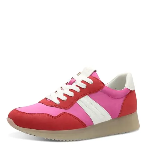 Jana Damen Sneaker flach Low Top Vegan - Mehrfarbig (Red/Fuchsia), 39 EU - Damen-Sneaker in veganer Ausführung, ideal für breite Füße dank H-Weite, bieten höchsten Tragekomfort und ein trendiges Design für den Freizeit-Look.