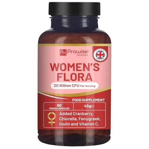 Women’s Flora 60 Kapseln | Intimflora für Frauen | 20 Milliarden KBE ergänzt mit 15.000 mg Cranberry, Vitamin C, Bockshornklee, Chlorella und Inulin | Biokulturen für die weibliche Intimflora