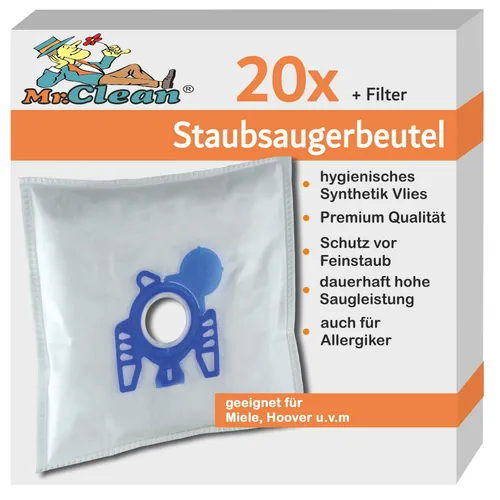 Mr.Clean Staubsaugerbeutel geeignet für Miele S 8340 Ecoline . PowerLine 20