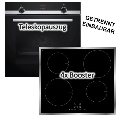 Herdset Siemens Backofen ecoClean mit PKM Induktionskochfeld Booster 60cm autark