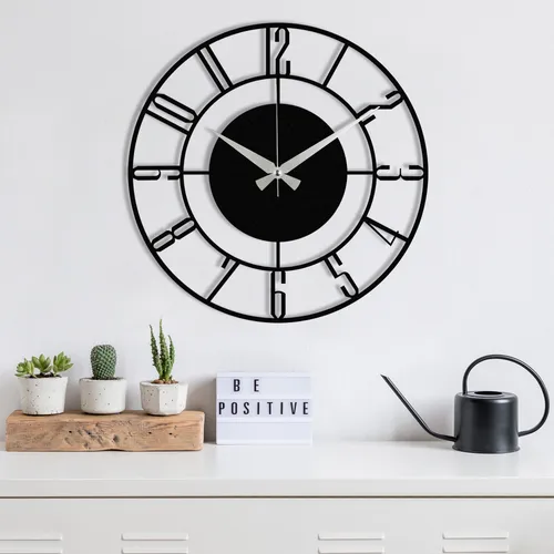 Metall Wanduhr Dekouhr Industrial Clock Schwarz - Stilvolle Wanduhren im Industrial-Design, aus robustem Metall, perfekt für moderne Wohnräume. Setzen Sie Akzente mit dieser eleganten Uhr.
