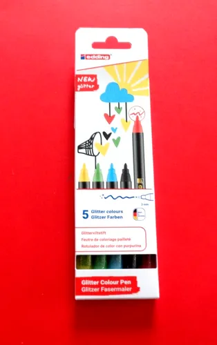 Edding 1200 Glitzer Fasermaler 5er-Set 3 mm  Grundfarben