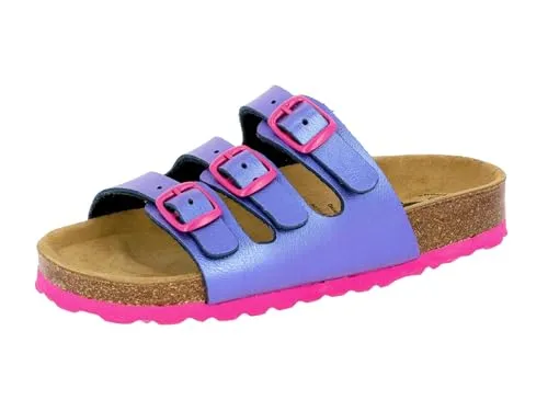 Lico Mädchen Bioline Kids Pantoletten, Lila Pink, 35 EU - Clogs & Pantoletten für Mädchen mit dämpfungsaktiver EVA Laufsohle und verstellbaren Schnallen für optimalen Komfort und Passform.