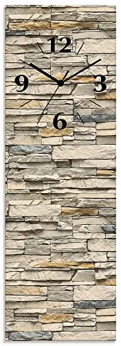 ARTLAND Lautlose Wanduhr aus Glas 20x60 cm - Wohnaccessoires - Geräuschloses Uhrwerk für entspannte Atmosphäre, ideal für Wohnzimmer, Schlafzimmer oder Büro. Made in Germany, langlebig und mit modernem Design.