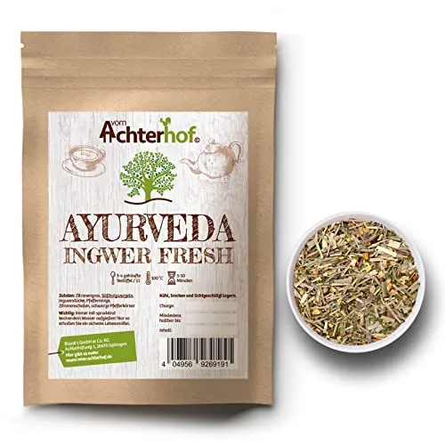 Ayurveda Ingwer-Fresh 100g | fruchtig-frisches Zitronengras und würziger Ingwer | im Geschmack kräftig und vollmundig | 100% naturrein ohne Zusatz jeglicher Füllstoffe | vom Achterhof