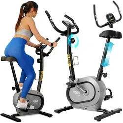 TREX SPORT Heimtrainer Fahrrad TX-450MB FLEXO | Fitnessbike mit 10 Widerstandsstufen, LCD-Display, Bluetooth