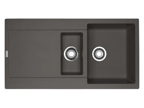 Franke Maris MRG 611-97 Granitspüle in Schiefergrau - Elegante Fragranit-Einbauspüle in schiefergrau, reversibel und ideal für Unterschränke ab 60 cm. Mit Druckknopfexzenter und Edelstahl-Abtropfbecken für praktische Nutzung.