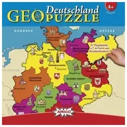 Amigo 00382 - GeoPuzzle Deutschland, interaktives Landkarten-Puzzle für Kinder ab 3 Jahren, fördert Geografie und Feinmotorik