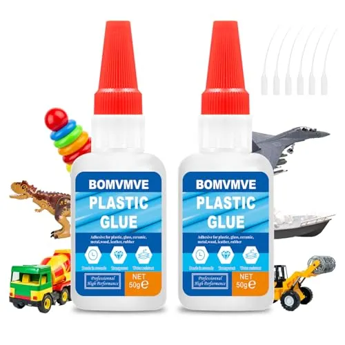 BOMVMVE Kunststoffkleber, Plastik Kleber, Sekundenkleber für Kunststoff Extra Stark, Hitzebeständig, für Kunststoffe, Acrylreparaturen und Verklebungen von Kunststoffen und Anderen Materialien