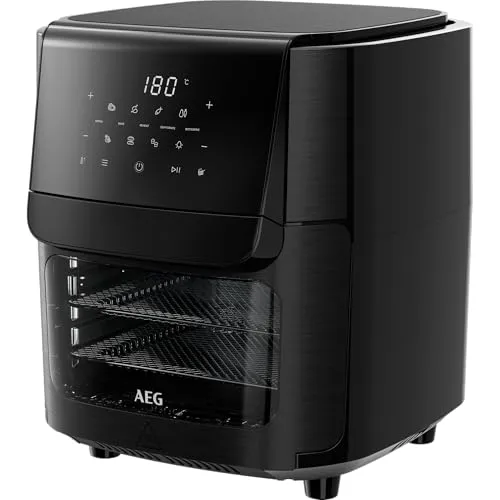 AEG Heißluftfritteuse XXL AAF12B 8000 - 12 l Multi-Combo - Fritteusen mit 12 l Fassungsvermögen und 5 Programmen für gesunde Mahlzeiten mit 90 % weniger Fett. Ideal für große Portionen und vielseitige Zubereitung von Pommes, Hähnchen und mehr.