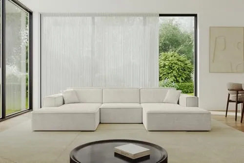 ALTDECOR Ecksofa in U-Form Corner Sofa Bett Eckcouch Couch L-Form Wohnlandschaft Cauchsofa IREA-U1-v4 301x165x77 Hellgrau