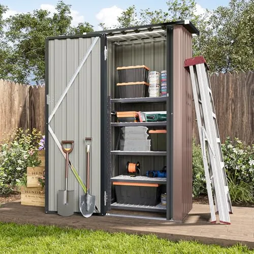 Aoxun Metall Gerätehaus 88x61x164cm – Rostfreier Geräteschuppen mit Pultdach