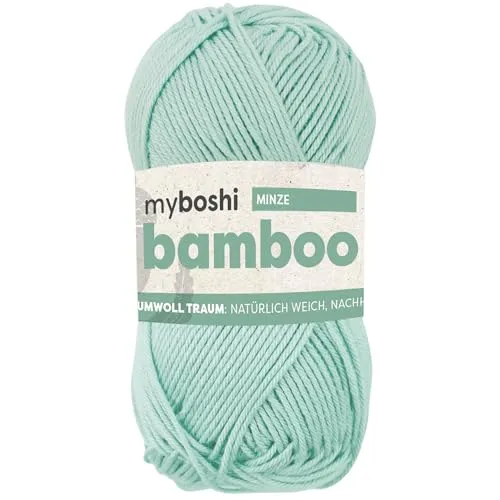myboshi Bamboo, natürlich weiches Bambus-Baumwollgarn, zum Häkeln und Stricken, strapazierfähig, 50g, 125m, Grün (Minze), 1 Knäuel