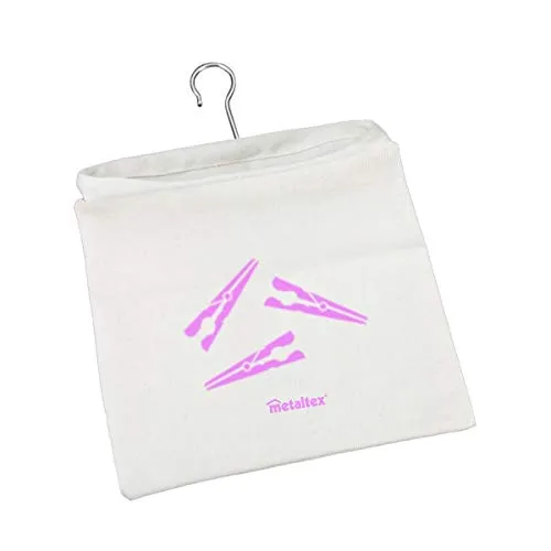 Metaltex 405190 Wäscheklammerbeutel mit Haken Peggy in weiß von Metaltex