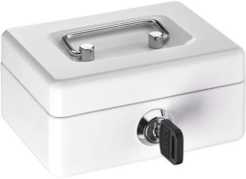 ALCO Geldkassette Geldkassette Mini-Box Stahlblech mit Schloss 125x95x60mm weiß