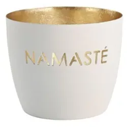 Giftcompany Kerzenhalter Windlicht Madras Namaste Weiß Gold in gold von GIFTCOMPANY