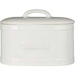 IB Laursen Brotkasten oval weiß 1982-11 - Zeitloser skandinavischer Keramik-Brotkasten, hält Brot und Gebäck frisch und ist ein ideales Geschenk