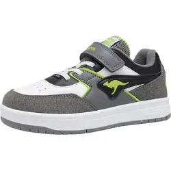 KangaROOS K-CP Bounder EV Sneaker für Jungen und Mädchen - Sneaker in Steel Grey/neon Green, mit elastischer Schnürung und Klettverschluss für besten Sitz. Herausnehmbare Sohle für optimale Anpassung und integrierte Tasche für kleine Geheimnisse.