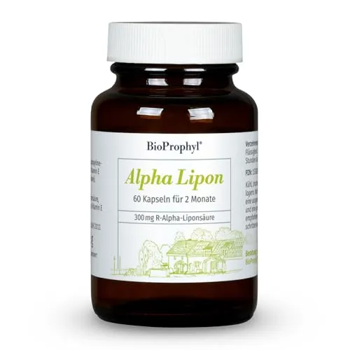 BioProphyl® Alpha Lipon - 300 mg rein natürliche - (R)-Alpha Liponsäure - ohne synthetische (S)-Alpha Liponsäure - mit Vitamin E und Niacin - 60 pflanzliche Kapseln