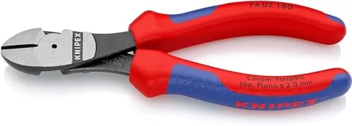 Knipex Kraft-Seitenschneider 160 mm - 74 02 160 - Hochwertiger Seitenschneider mit poliertem Finish und ergonomischem Mehrkomponenten-Griff für komfortables Arbeiten.