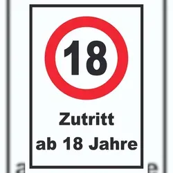 HB-Druck Zutritt ab 18 Jahre Schild A6 Rückseite selbstklebend