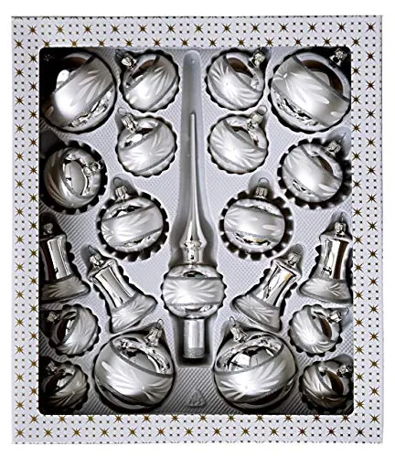 Jingle Bells Lauscha Christbaumkugel Set 21teilig Wanda Silber