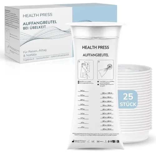 Health Press Auffangbeutel, 25 Brechbeutel mit Mundstück von Health Press