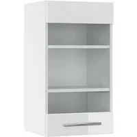 Vicco Glashängeschrank Fame-Line, Weiß Hochglanz, 40 cm - Hängeschränke mit modernem Design und SoftClose-Funktion für sanftes Schließen, ideal für stilvolle Aufbewahrung in jedem Raum.