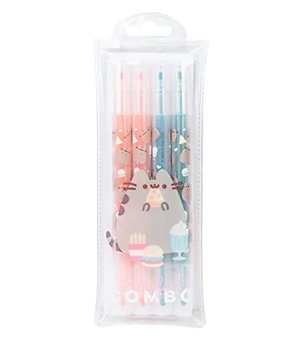 Grupo Erik Textmarker Buntstift Pusheen - Filzstifte Pastell Dualspitzen - 4 Highlighter Stift, SSGE001