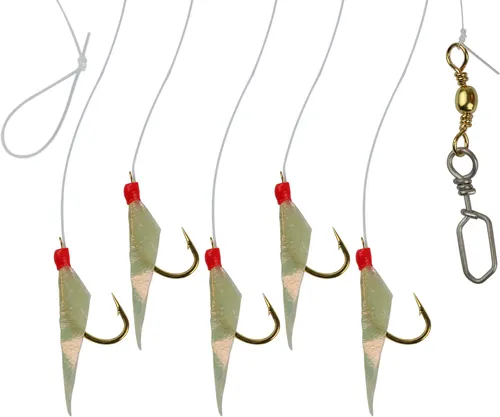 Heringsvorfach Heringspaternoster Meeresvorfach Echte Fischhaut 5 Arme Hakengr12