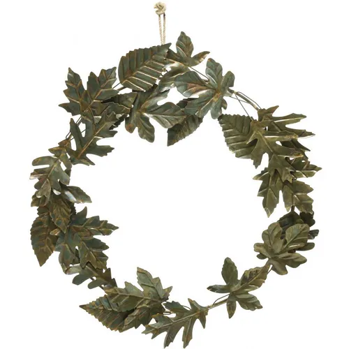 Wanddeko Blätterkranz Metall Messingoptik in gold von Viana