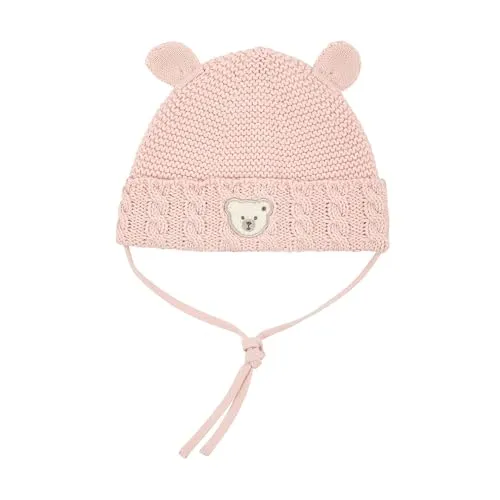 Steiff Unisex Baby Basic Bommel Beanie-Mütze, Silver PINK, 43 - Hüte, Mützen & Caps für Baby-Mädchen, aus kuschelig weichem Material für höchsten Tragekomfort und optimale Bewegungsfreiheit beim Entdecken der Welt.