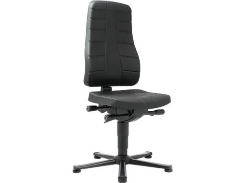 bimos All-in-One Arbeitsdrehstuhl – Schwarz mit Bodengleitern