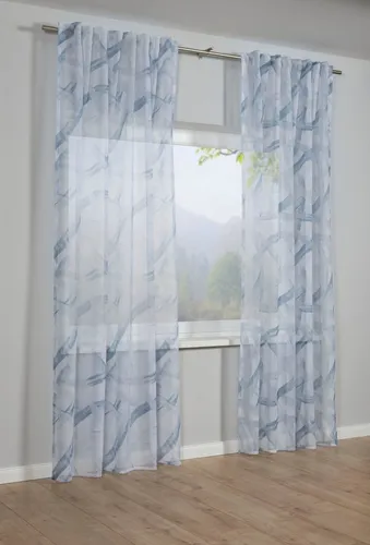 GARDINIA Dolly-Voile Vorhang, Blau, 140 x 245 cm - Lichtdurchlässiger Gardinenschal mit verdeckten Schlaufen und eingenähtem Gardinenband für einfache Montage. Öko-Tex zertifiziert und pflegeleicht, ideal für ein gemütliches Ambiente.