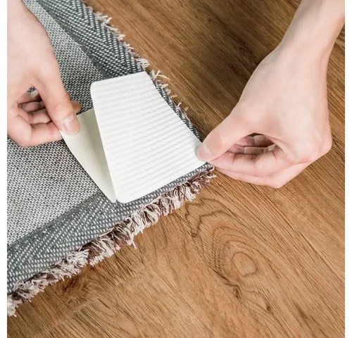 Vimoda Antirutsch Teppichunterlage Pads, 4-Stück, 10x10cm - Vielseitige Anti-Rutsch Pads für sicheren Halt von Teppichen auf glatten Böden. Ideal für Küche, Bad oder Kinderzimmer – erhöht die Sicherheit und verhindert ein Verrutschen.