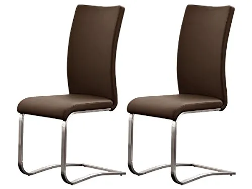 möbelando Esszimmerstuhl >Muvo I< (2er Set) in Braun aus Metall - 43x103x52cm (BxHxT)