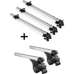 3x Fahrradträger Bike Pro + Alu Relingträger Quick kompatibel mit für VW T-Cross (5 Türer) ab 2019 offene Reling