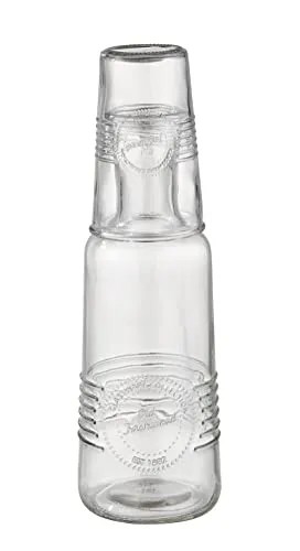 APS Glaskaraffe -OLD FASHIONED- Ø 9,5 cm, H: 31 cm Glas 2-teiliges Set, bestehend aus: - Glaskaraffe Ø 9,5 cm, H: 27 cm, 1 Liter - Trinkglas Ø 8 cm, H: 12 cm, 0,3 Liter