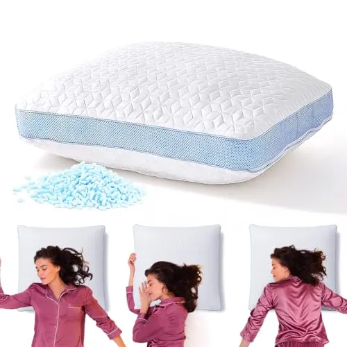 MKS Wolkenkissen Air 80x80 – Ergonomisches, Höhenverstellbares Memory Foam Kopfkissen – Wolkenweiches Nackenkissen mit kühlendem Gel – Schlafkissen für Jede Schlafposition