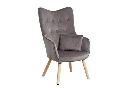 ESTEXO Fernsehsessel Lounge Relaxsessel Dunkelgrau Samt - Ohren- & Armlehnensessel mit bequemen Armlehnen und losem Kissen; pflegeleichter Stoffbezug mit attraktiver Knopfsteppung für höchsten Komfort.