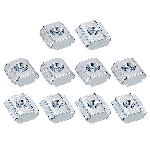 sourcing map 30 Stück Nutensteine Vernickelt Karbonstahl T Slot M3 Hammer | Bolzen 2020 Serie Kopf Verschluss Gleitende T-Muttern für Aluminium Extrusionsprofile (Silber)