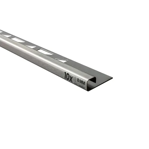10x Quadrat Edelstahlschiene Fliesenprofil 250cm - Hochwertiger Kantenschutz - Edelstahlprofil V2A, gebürstet, 250 cm lang und 8 mm hoch. Ideal für dekorative Kantenschutzlösungen im Innen- und Außenbereich. Pflegeleicht und langlebig für jeden Wohnraum.