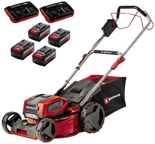 Einhell Akku Rasenmäher GP-CM 36 47 S Li BL - 4x4,0 Ah Power X-Change Akkus inklusive 2x Twincharger, leistungsstark und kabellos für müheloses Rasenmähen